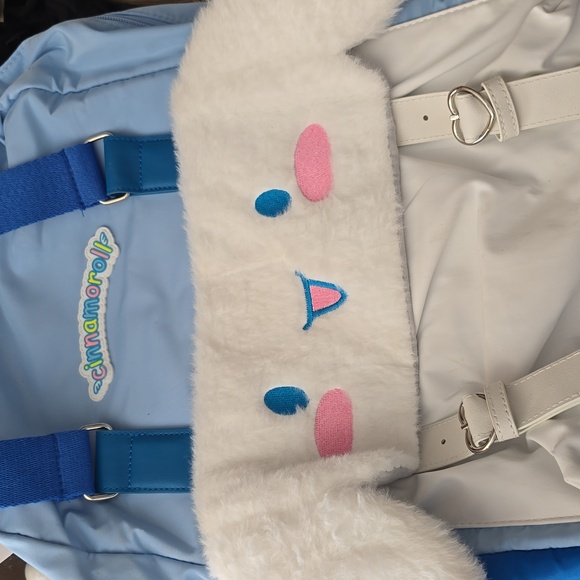 Bioworld Cinnamoroll Blue and White Plush Nylon Backpack Nwt - Picture 7 of 8